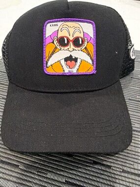 Black Graphic Trucker Hat with Colorful Patch